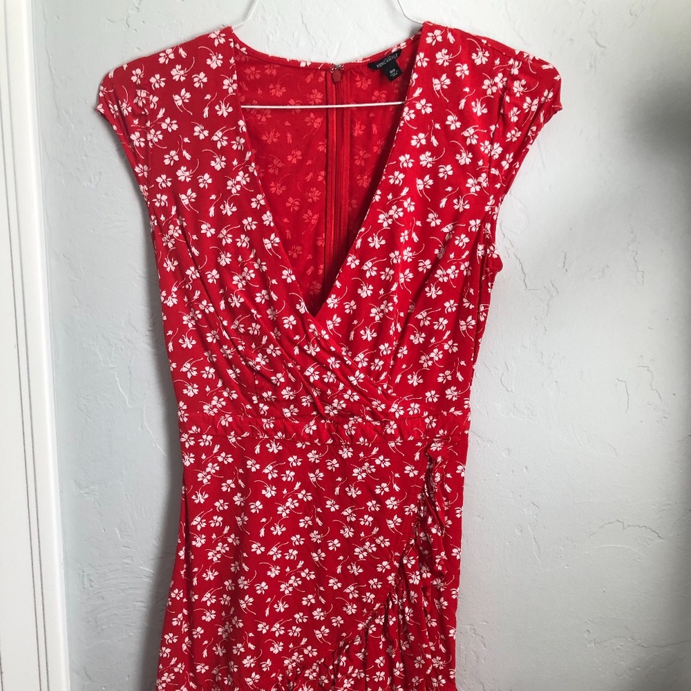 j. crew floral red wrap dress